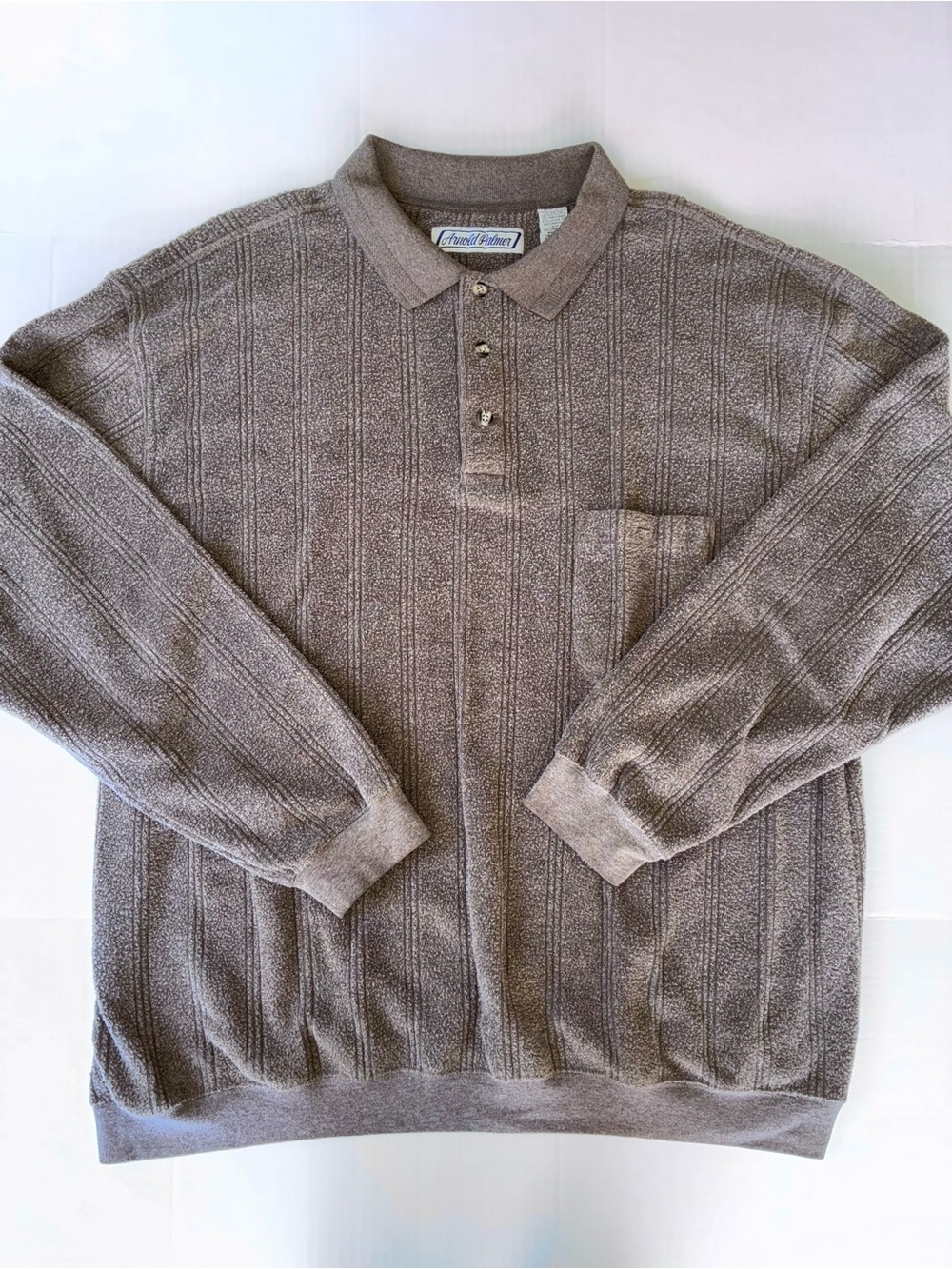 Arnold Palmer Men’s Long Sleeve Golfing Polo Sweater Size Big 2X Brown Textured